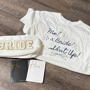 White Bridal T-Shirt and Pouch Set